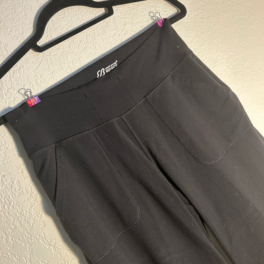 Eddie Bauer Sport 🌝 Black Wide-Leg with Split Cropped Leggings 🌚 - Picture 2 of 6